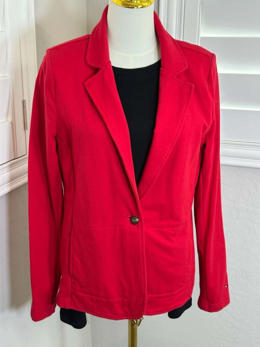 Tommy Hilfiger Women's Red Knit Blazer Jacket Size M